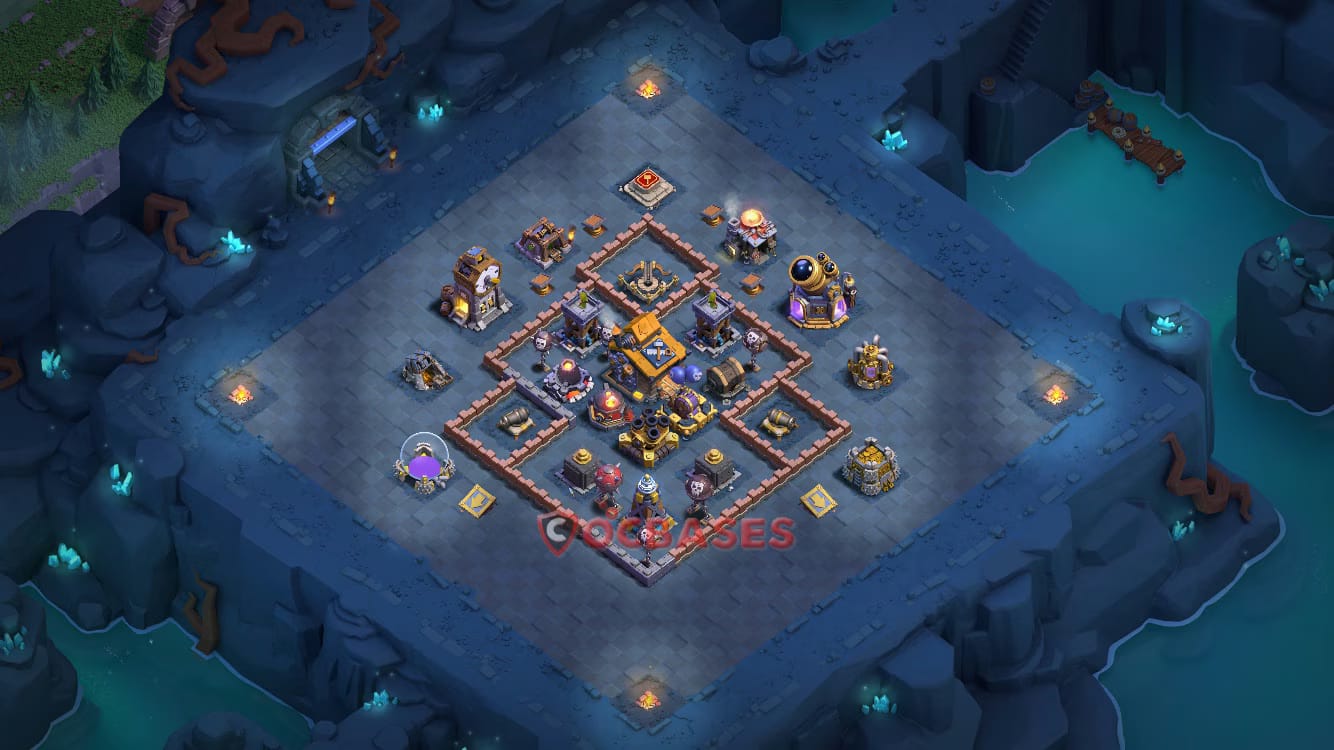BH10 Anti 2 star Layout 4 - anti 2 stars, symmetric base layout with copy link for Clash of Clans 2026