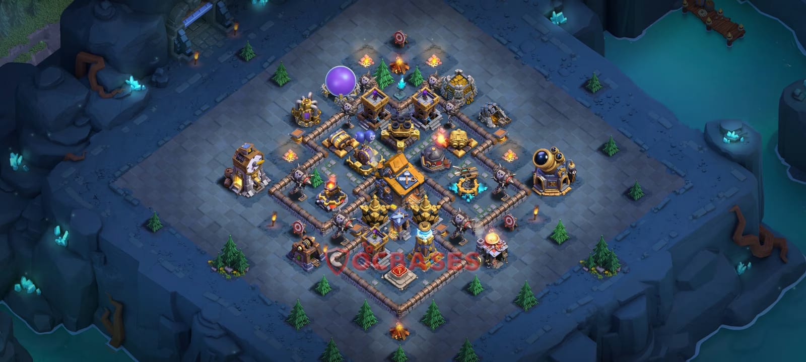 BH10 Anti 3 star Layout 2 - symmetric, anti 3 stars base layout with copy link for Clash of Clans 2026