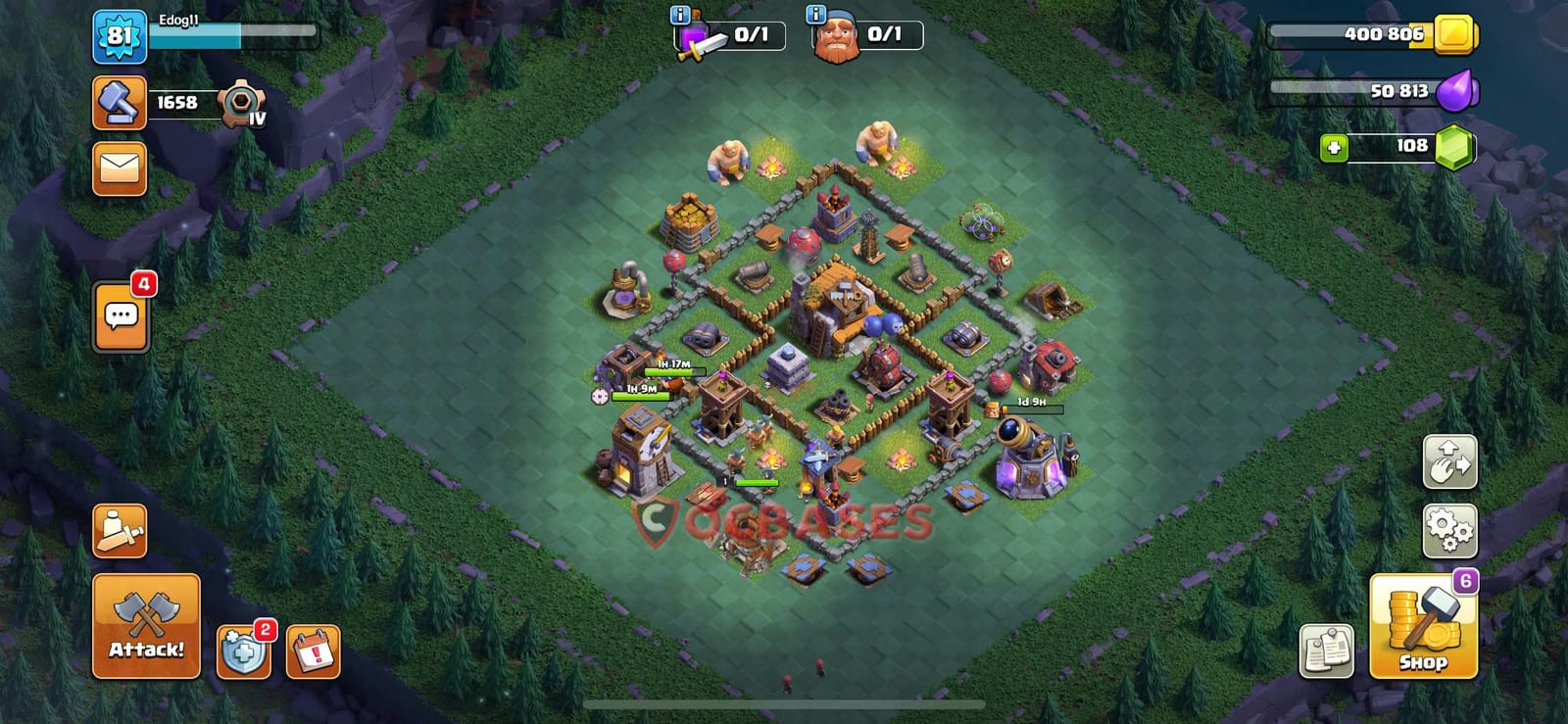 BH5 Anti 2 star Layout 2 - symmetric, anti 2 stars base layout with copy link for Clash of Clans 2026