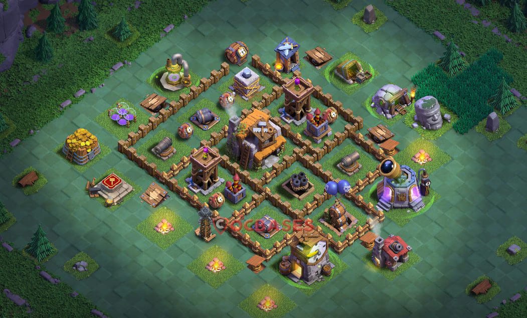BH5 Anti 3 star Layout 3 - #symmetric, #anti 3 stars base layout with copy link for Clash of Clans 2026
