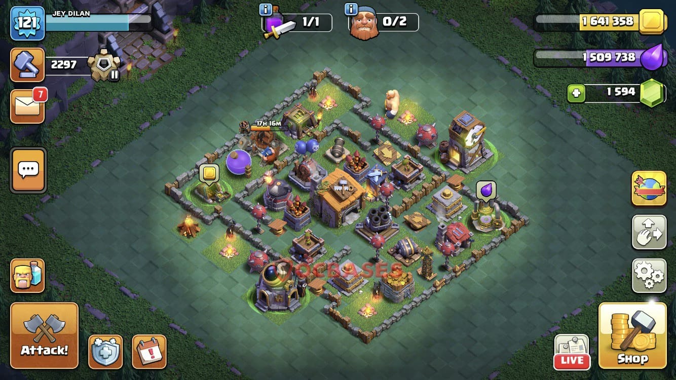 BH6 Anti 2 star Layout 2 - anti baby dragon, anti cannon cart base layout with copy link for Clash of Clans 2026