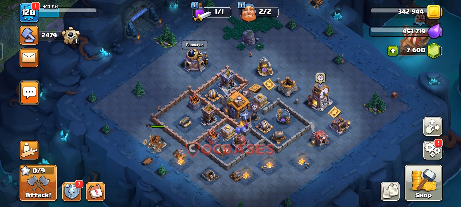 BH7 Anti 2 star Layout 20 - #symmetric, #anti 2 stars base layout with copy link for Clash of Clans 2026