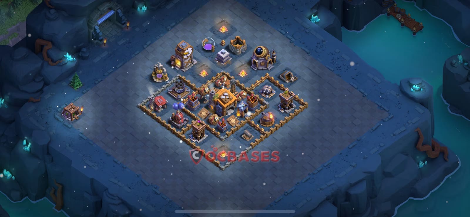 BH7 Anti 3 star Layout 4 - island, anti 3 stars base layout with copy link for Clash of Clans 2026