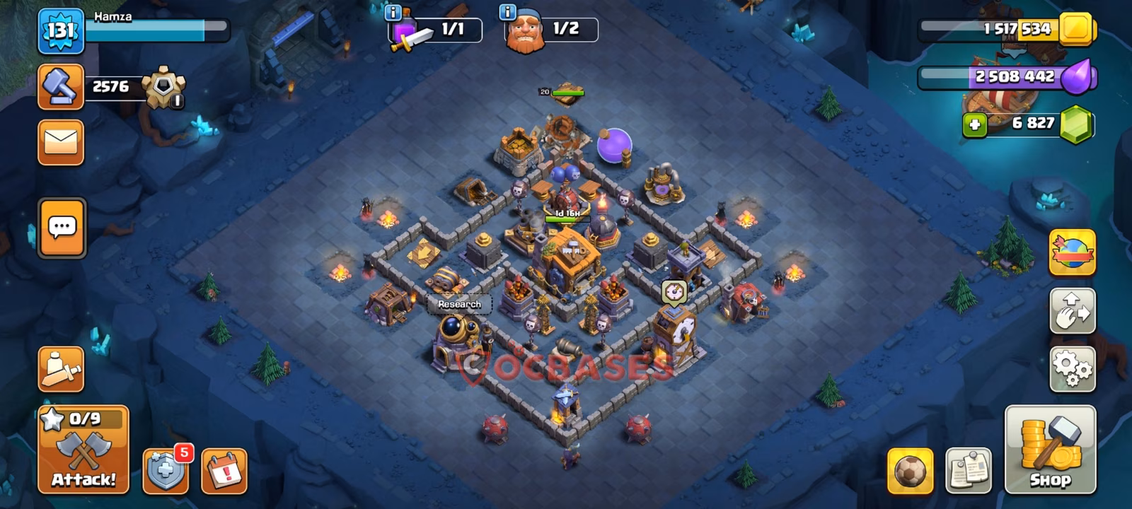 BH7 War Layout 17 - #asymmetric, #anti pekka base layout with copy link for Clash of Clans 2026