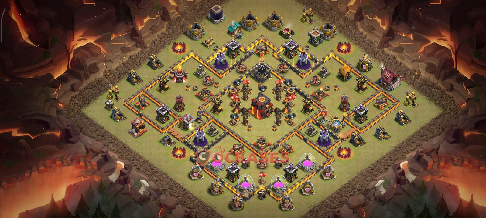 TH10 Anti 2 star Layout 5 - anti 2 stars, anti electro dragon base layout with copy link for Clash of Clans 2026