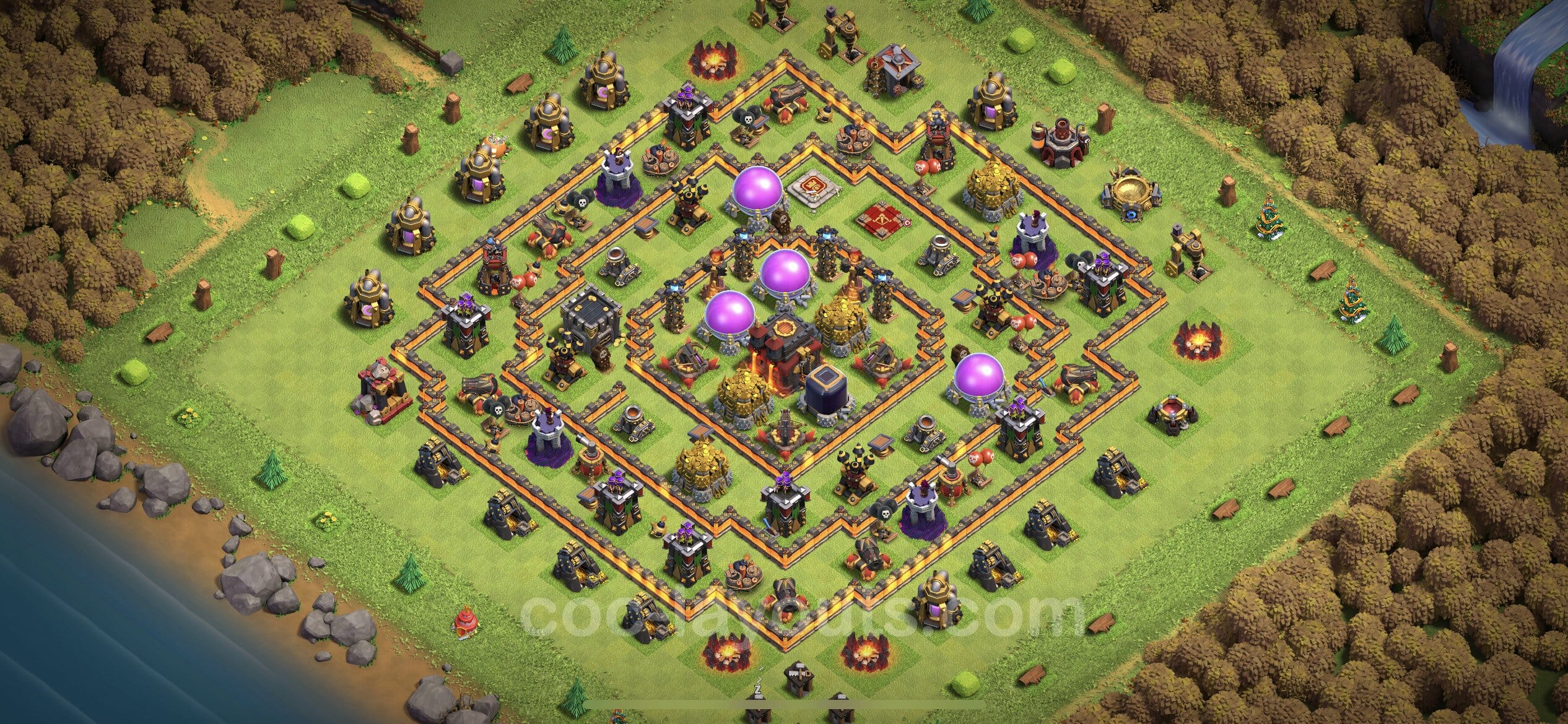 TH10 Trophy Layout 7 -  base layout with copy link for Clash of Clans 2026