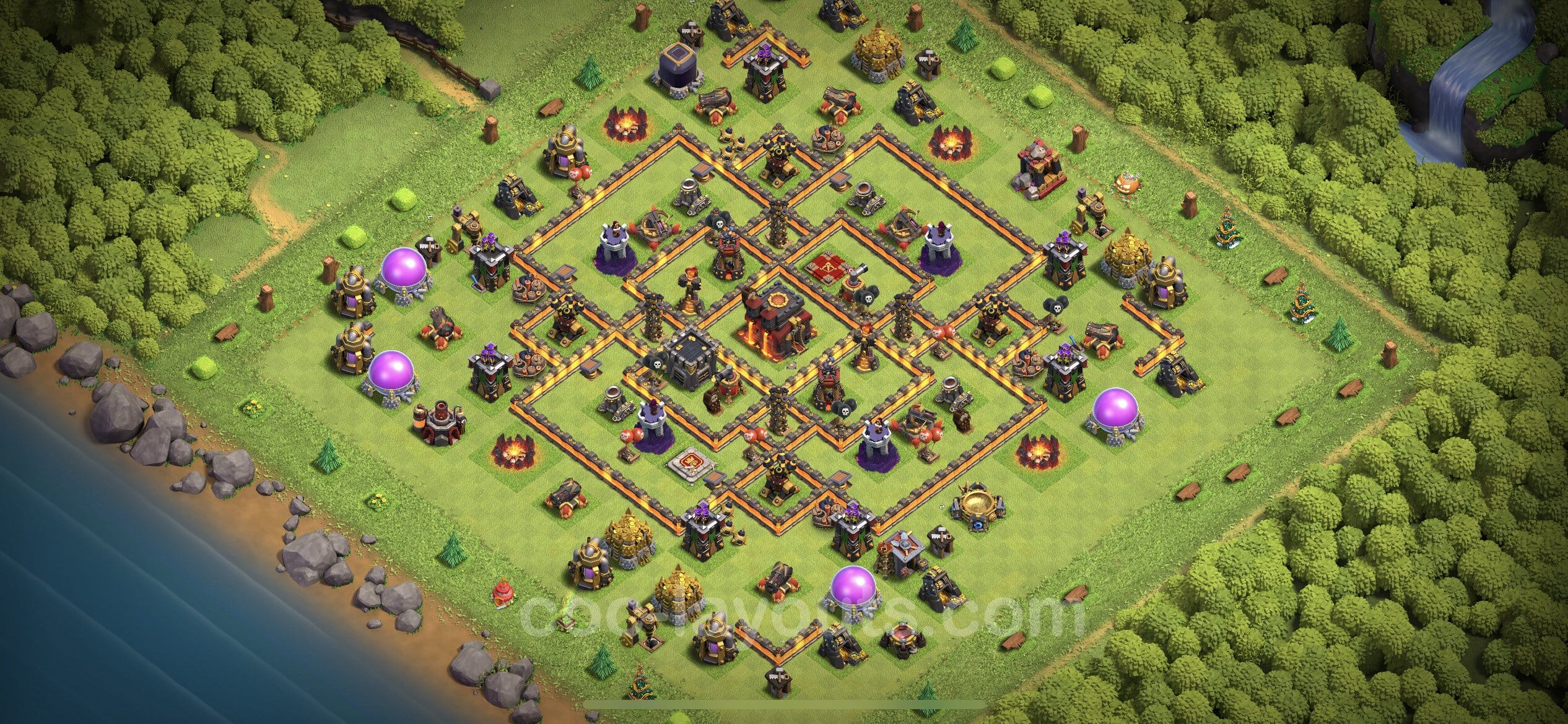 TH10 Trophy Layout 17 -  base layout with copy link for Clash of Clans 2026