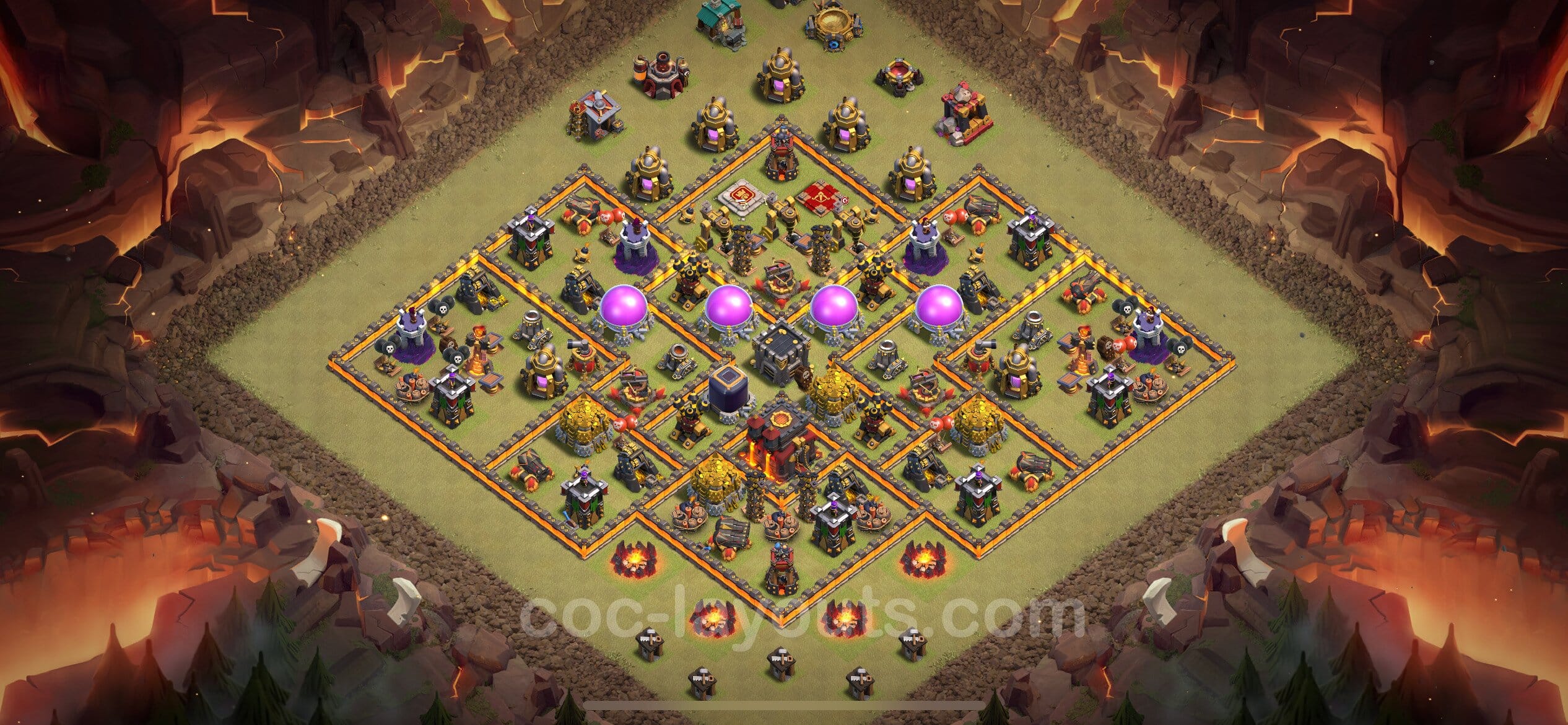 TH10 War Layout 5 -  base layout with copy link for Clash of Clans 2026