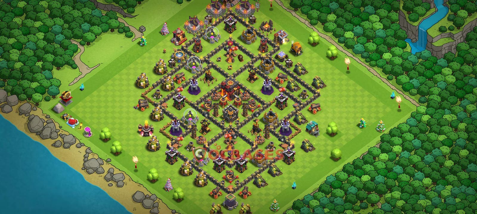 TH10 War Layout 11 - #symmetric base layout with copy link for Clash of Clans 2026