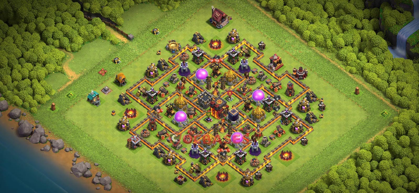 TH10 War Layout 32 -  base layout with copy link for Clash of Clans 2026