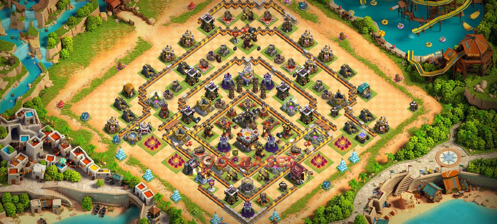 TH11 Anti 3 star Layout 1 - symmetric, anti 3 stars base layout with copy link for Clash of Clans 2026