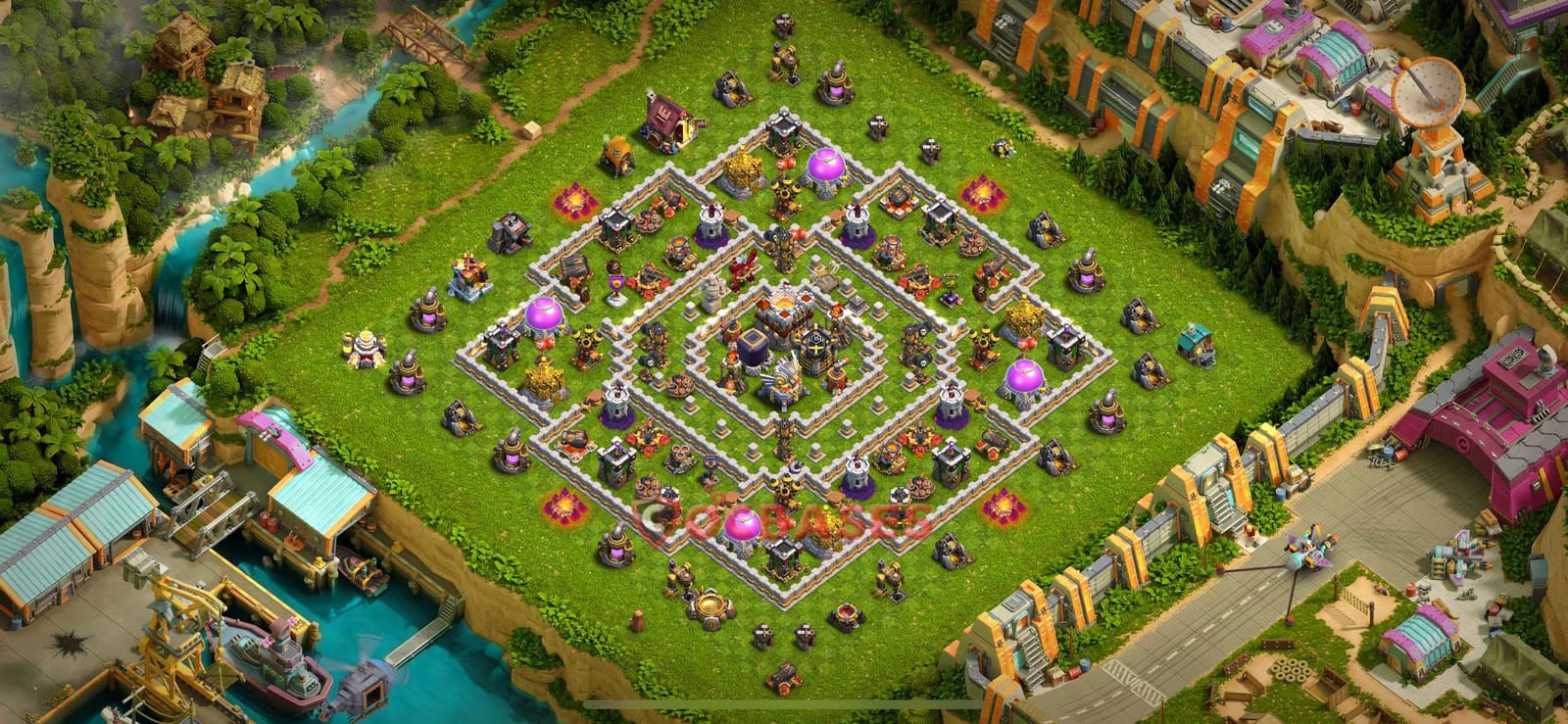 TH11 Anti 3 star Layout 8 - ring, anti 3 stars base layout with copy link for Clash of Clans 2026