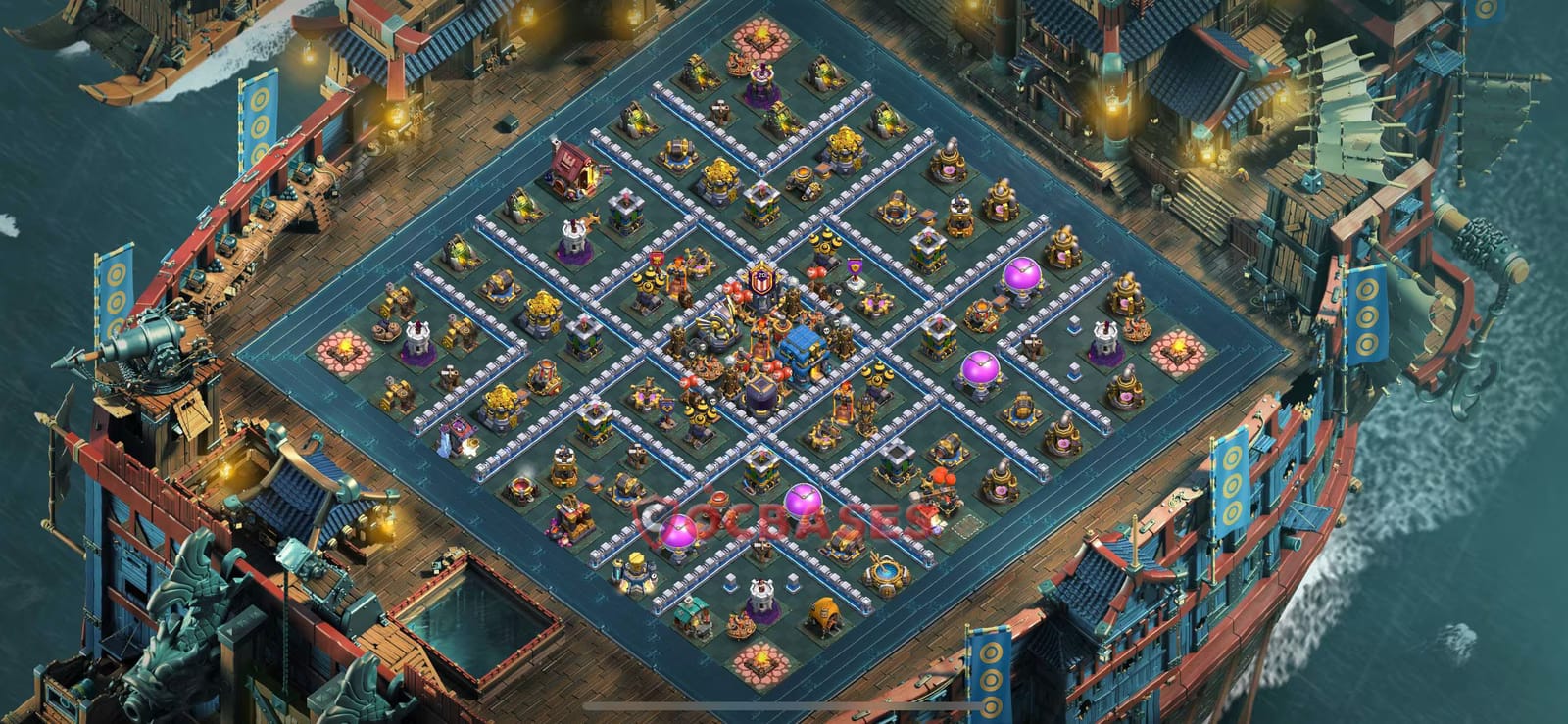 TH12 Anti 2 star Layout 34 - compact, anti electro dragon base layout with copy link for Clash of Clans 2026