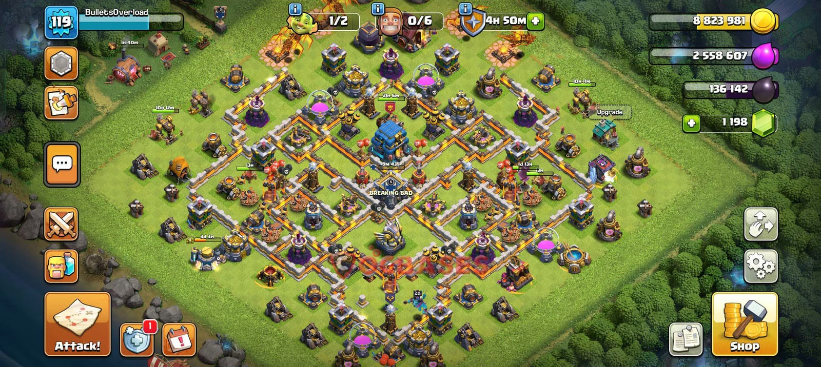 TH12 Anti 3 star Layout 30 - #symmetric, #anti 2 stars base layout with copy link for Clash of Clans 2026