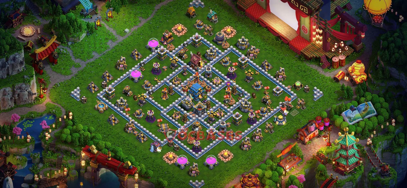 TH12 Anti 3 star Layout 33 - anti 3 stars, symmetric base layout with copy link for Clash of Clans 2026