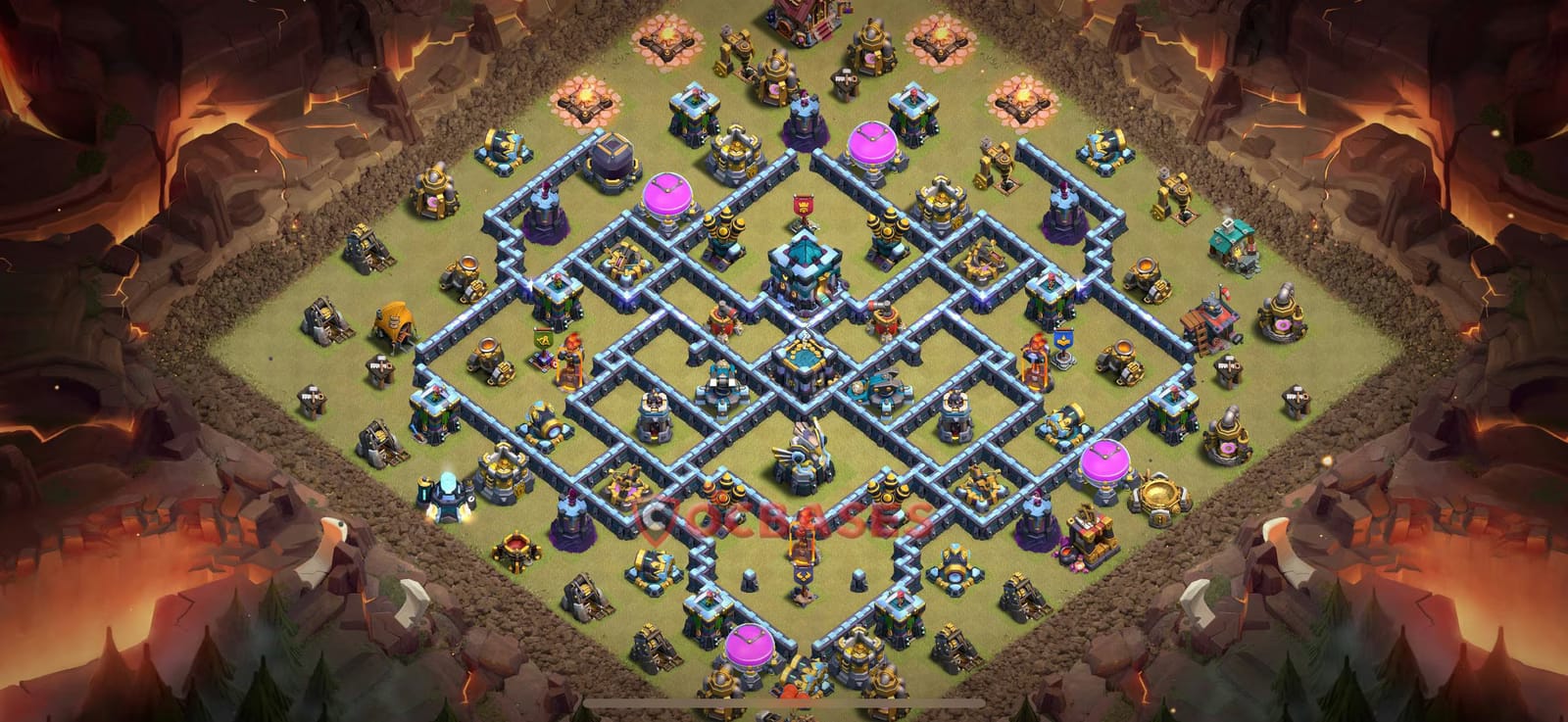 TH13 Anti 3 star Layout 18 - anti 3 stars, anti air base layout with copy link for Clash of Clans 2026