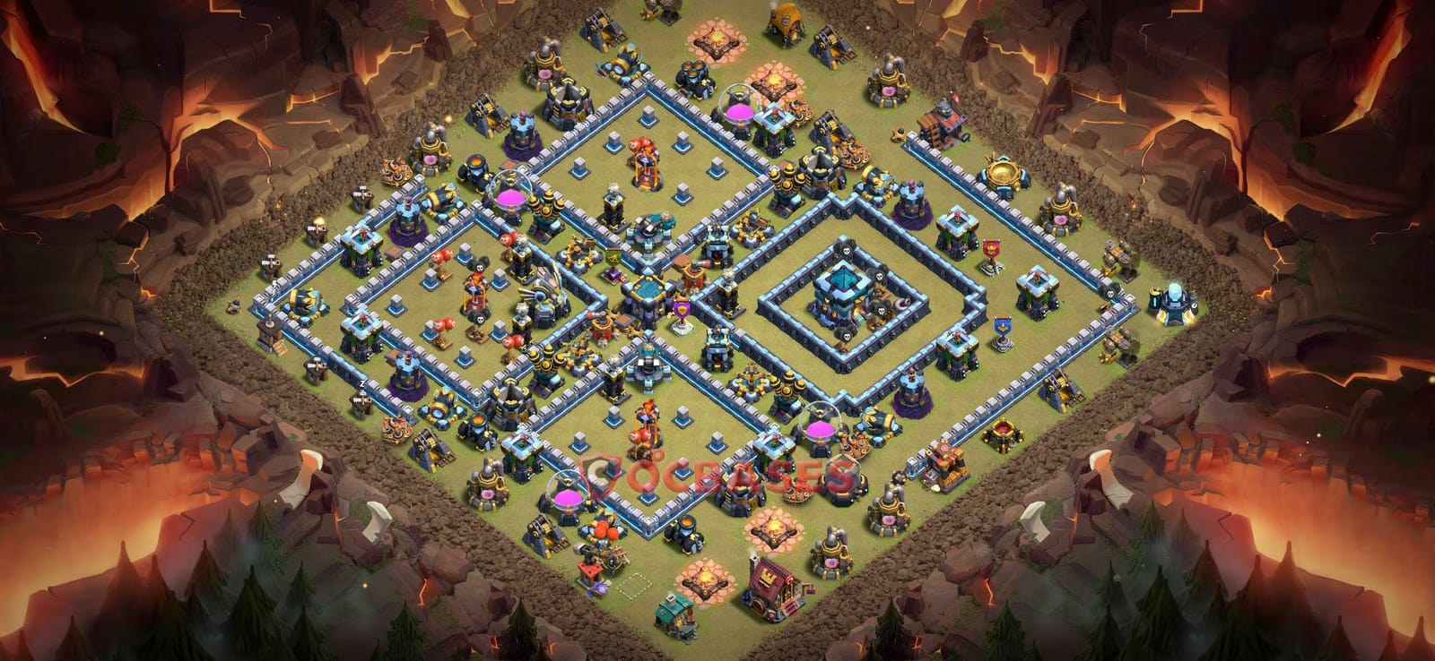 TH13 Anti 3 star Layout 21 - #symmetric, #anti 3 stars base layout with copy link for Clash of Clans 2026