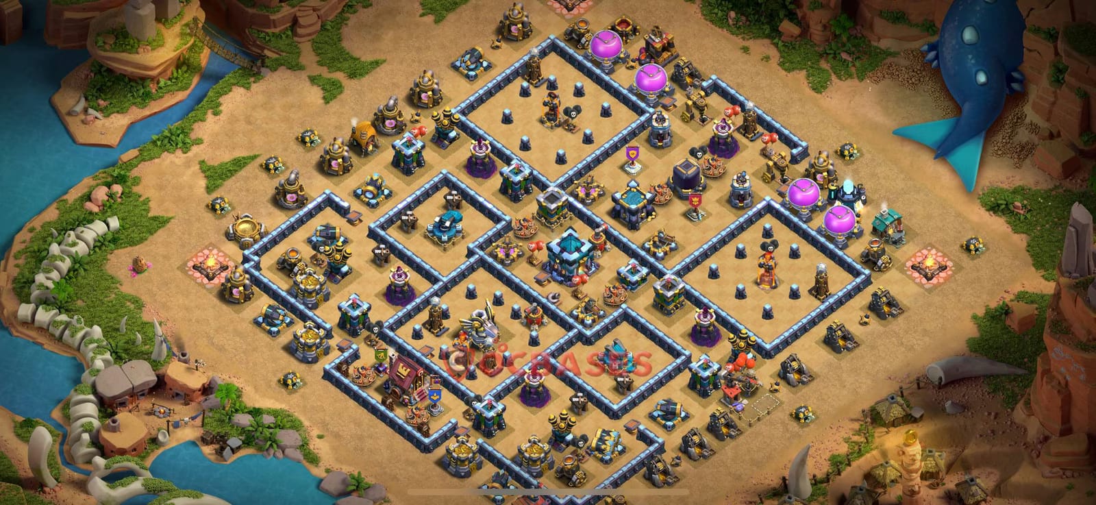 TH13 Legend league Layout 23 - anti electro dragon, anti dragon base layout with copy link for Clash of Clans 2026