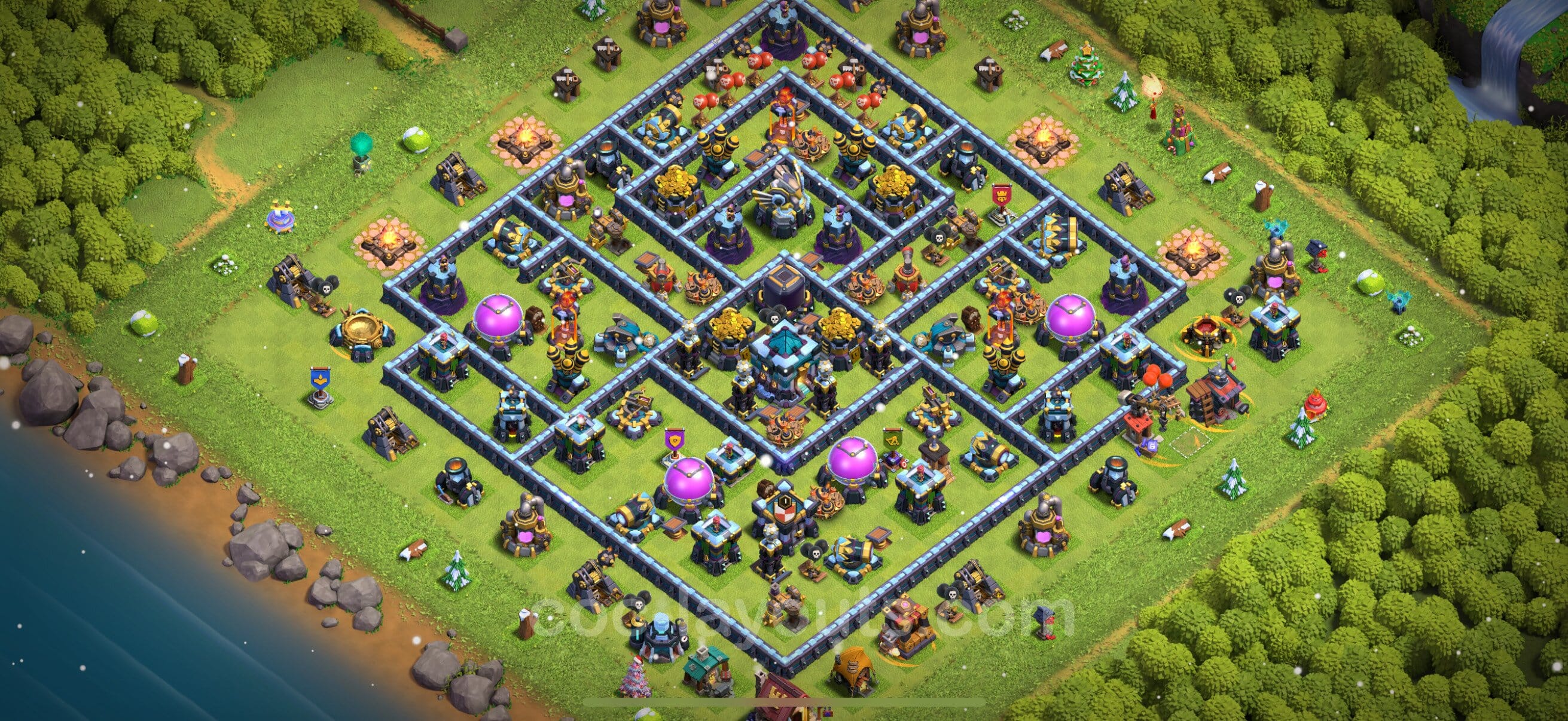 TH13 Trophy Layout 6 -  base layout with copy link for Clash of Clans 2026