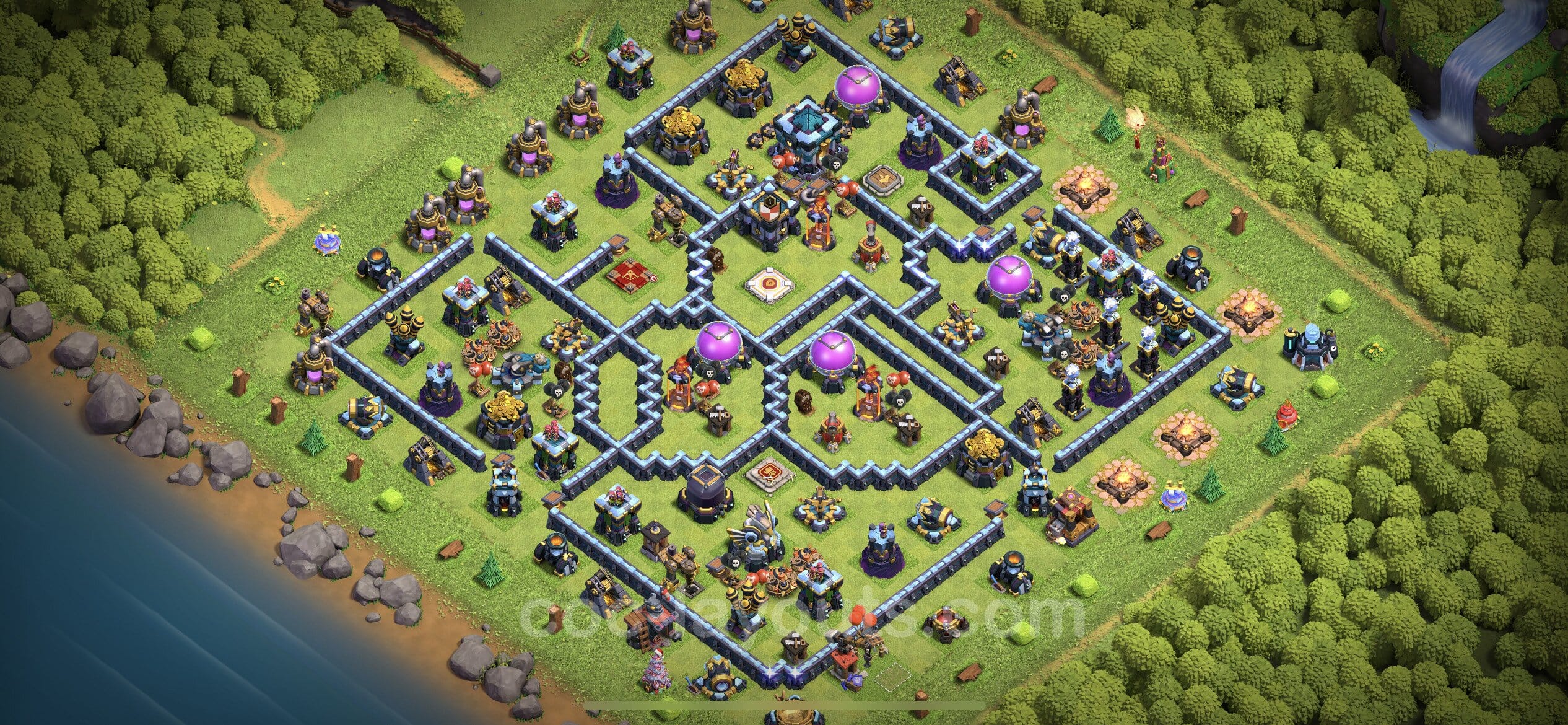 TH13 Trophy Layout 10 -  base layout with copy link for Clash of Clans 2026
