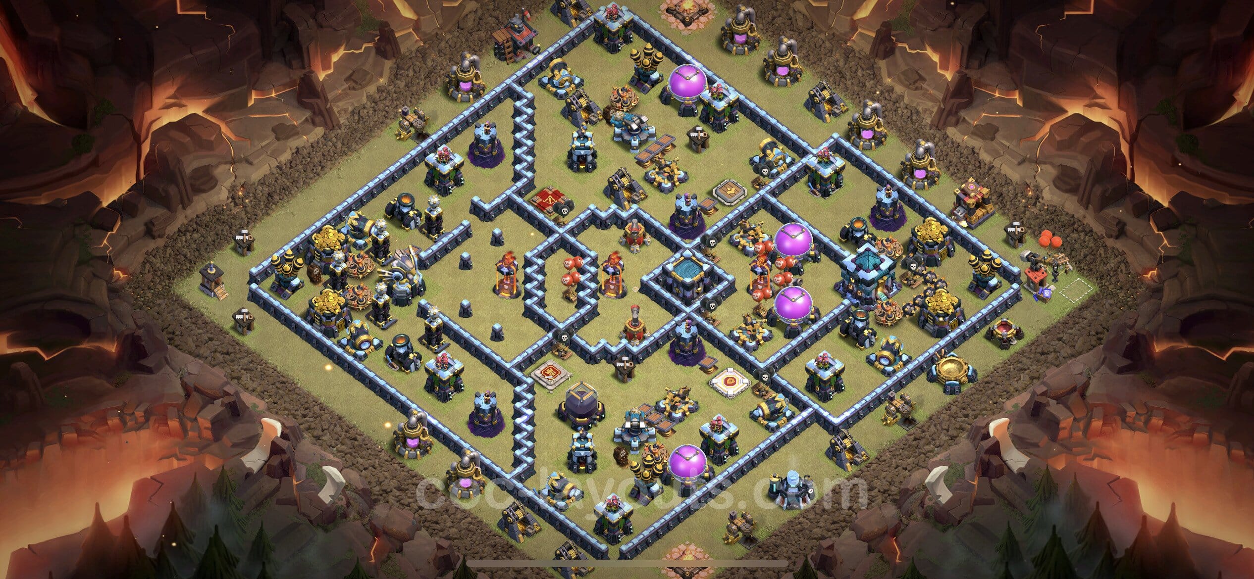 TH13 Trophy Layout 16 -  base layout with copy link for Clash of Clans 2026
