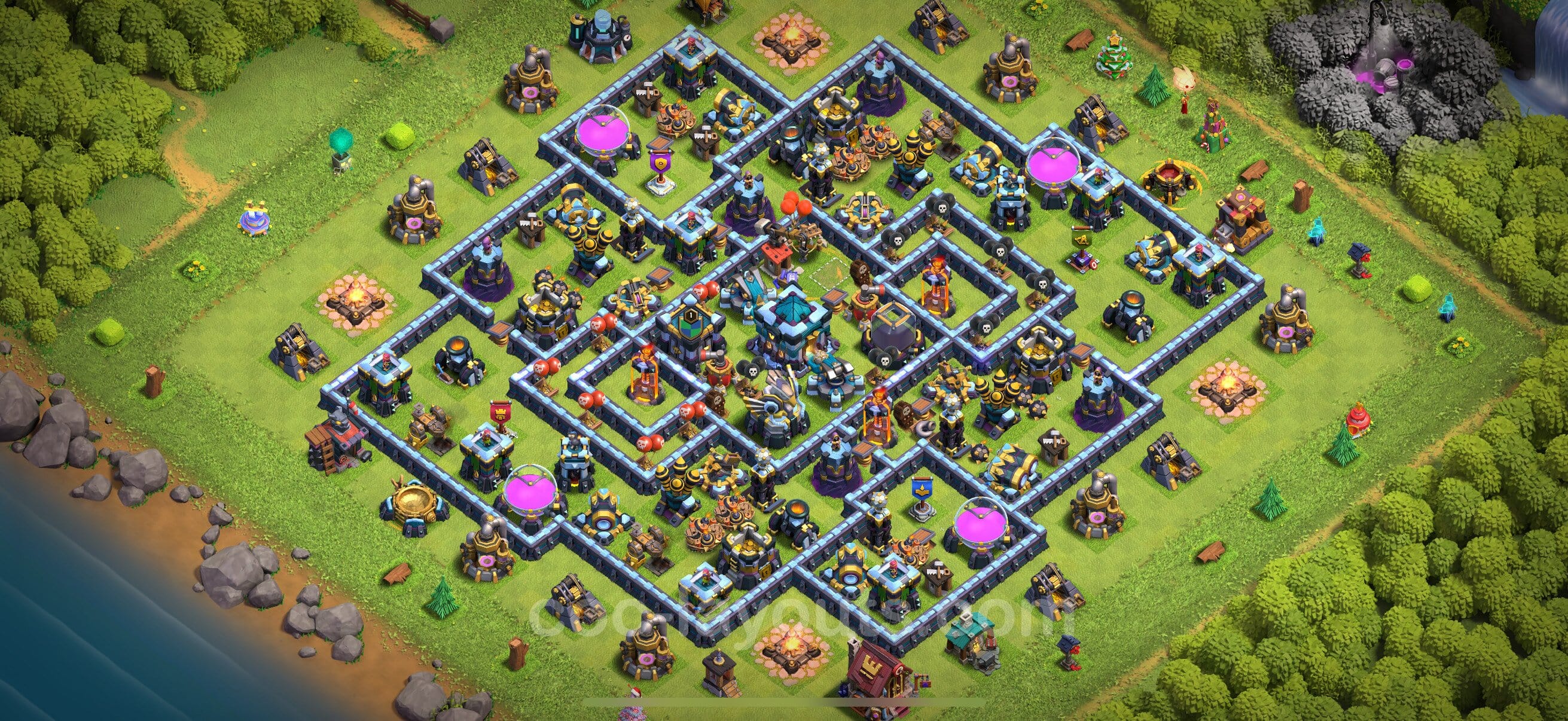 TH13 Trophy Layout 25 -  base layout with copy link for Clash of Clans 2026