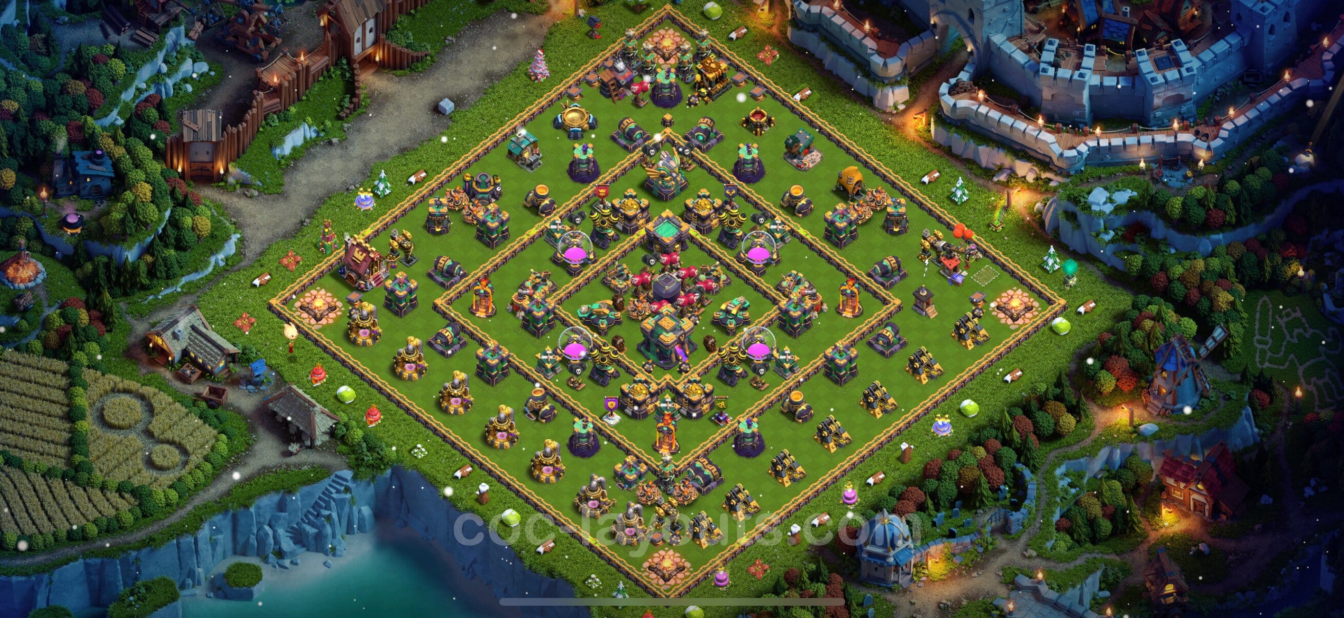 TH14 Trophy Layout 25 -  base layout with copy link for Clash of Clans 2026