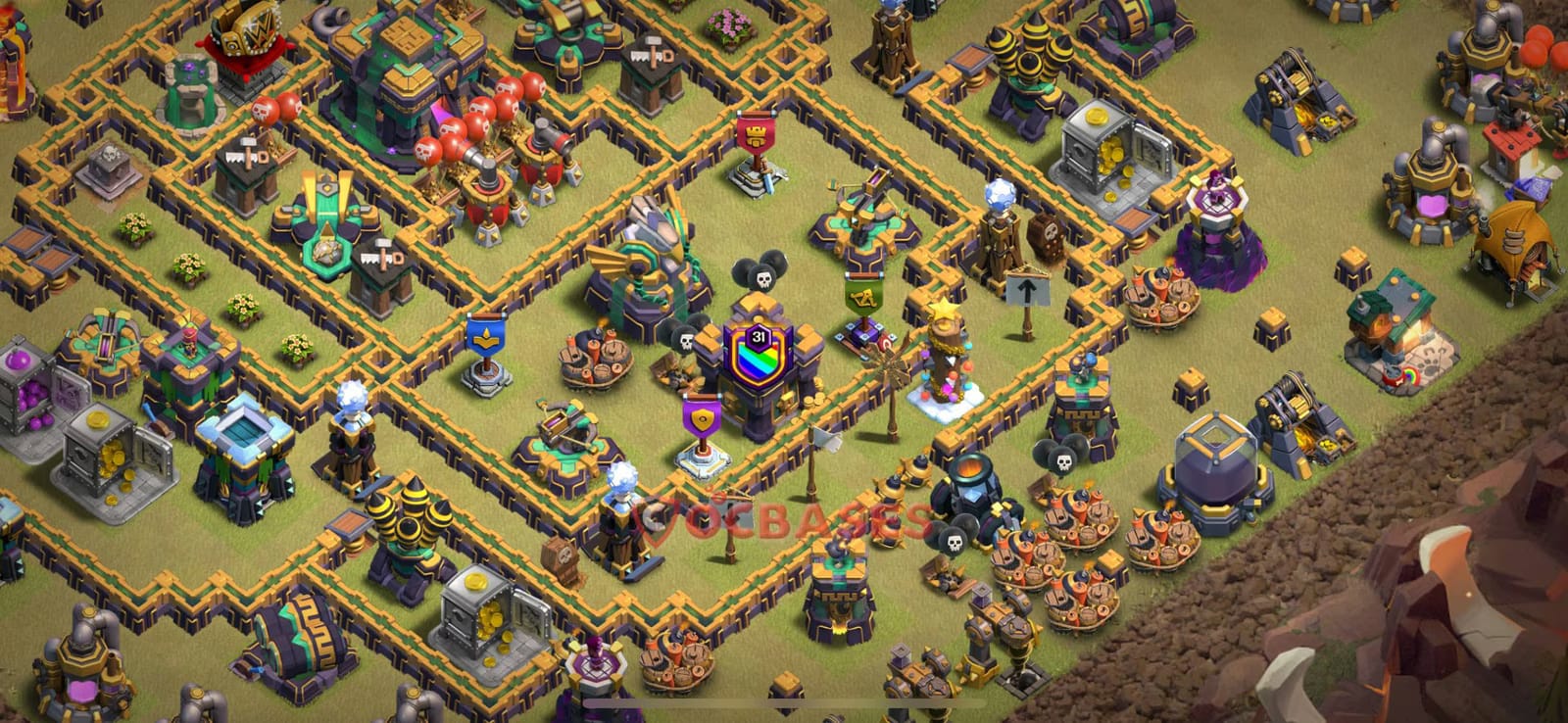 TH14 War Layout 35 - symmetric, anti electro dragon base layout with copy link