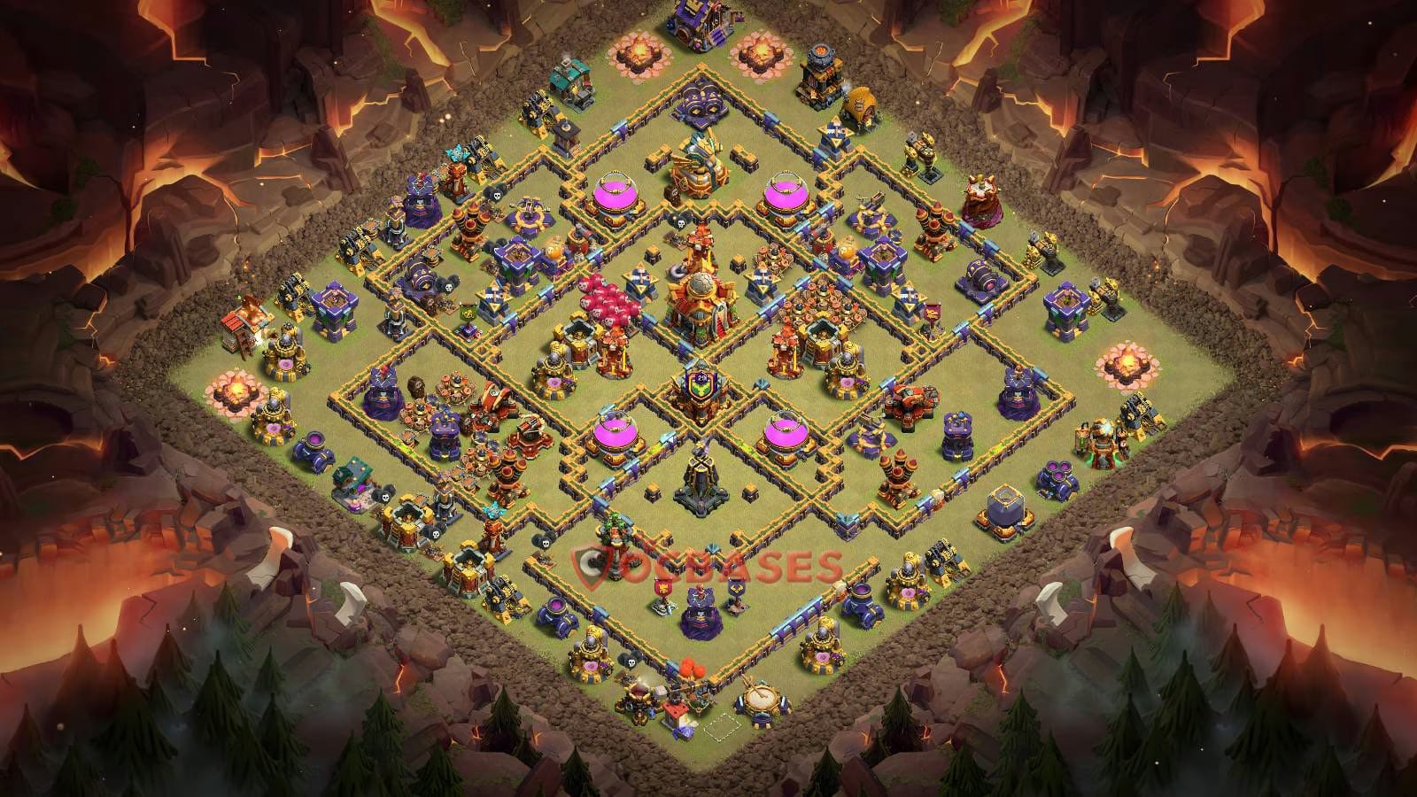TH16 Anti 3 star Layout 18 - anti 3 stars base layout with copy link for Clash of Clans 2026