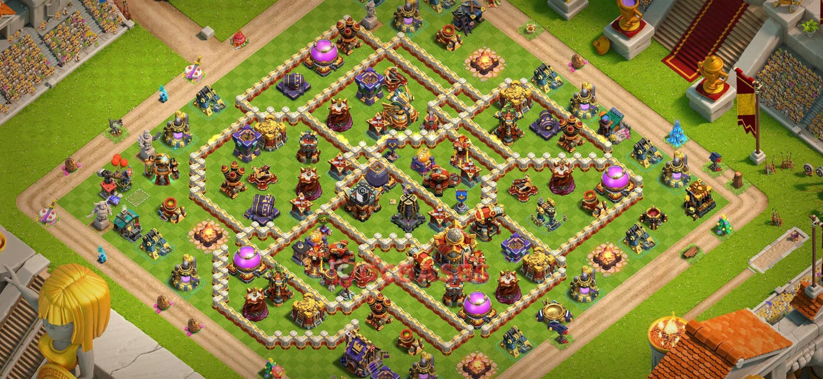 TH16 Farming Layout 1 - #asymmetric, #anti 3 stars base layout with copy link for Clash of Clans 2026