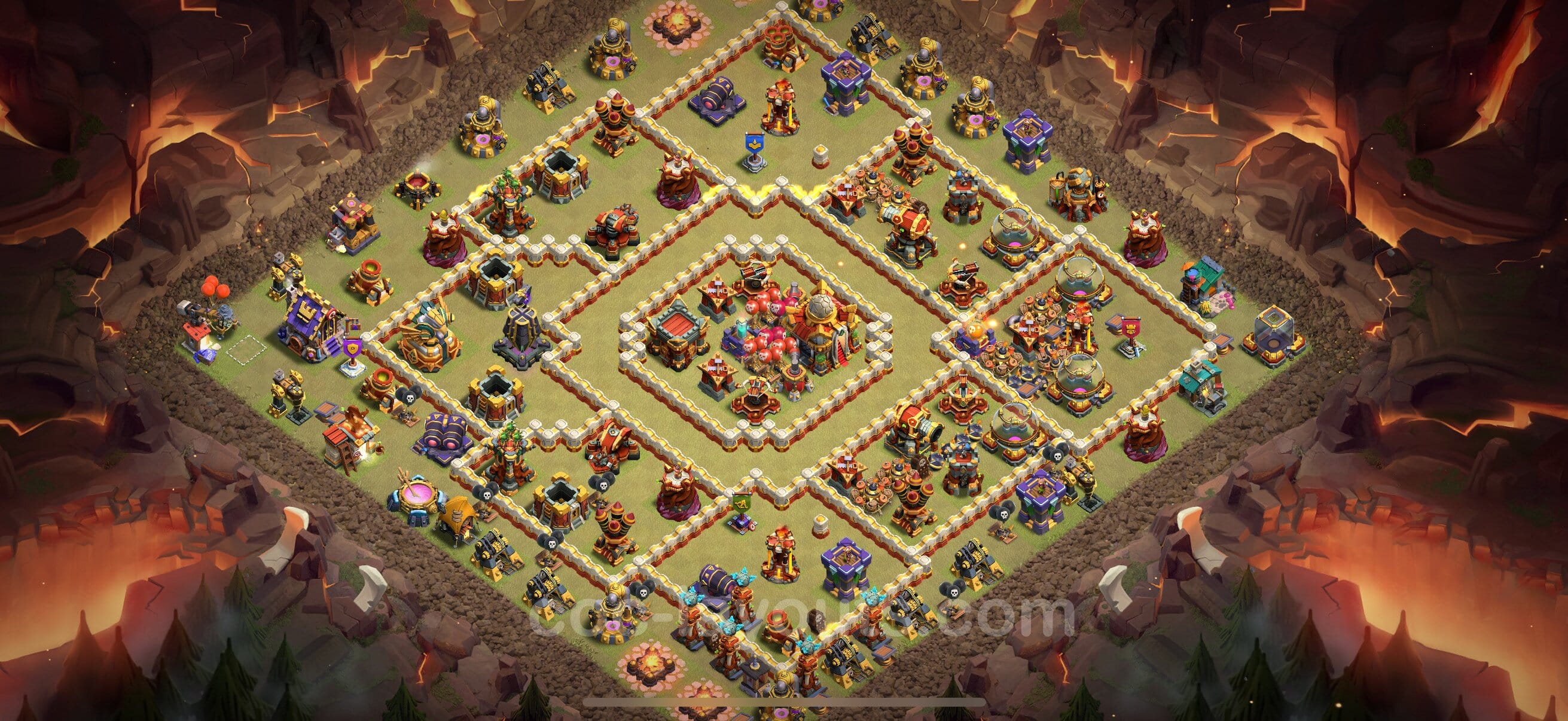 TH16 Trophy Layout 1 -  base layout with copy link for Clash of Clans 2026