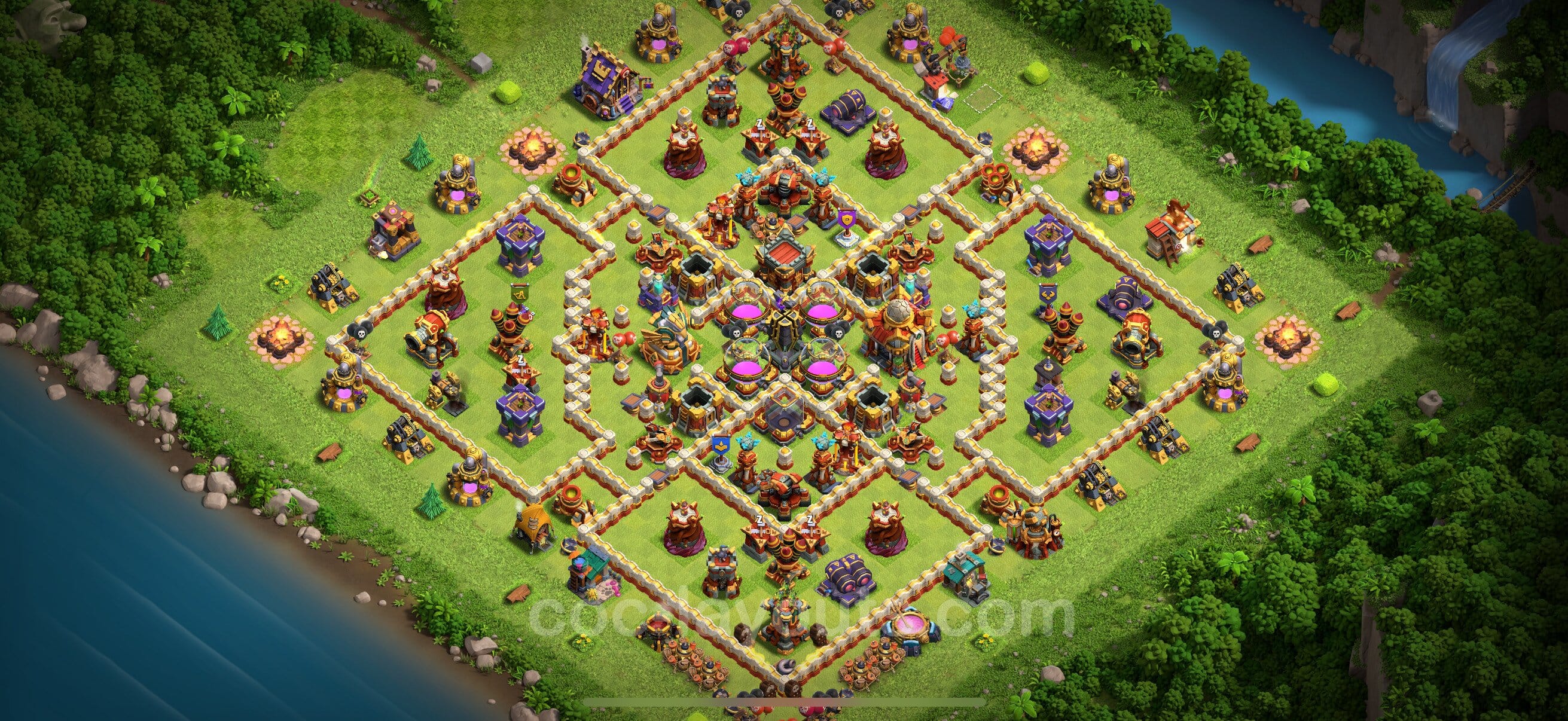TH16 Trophy Layout 2 -  base layout with copy link for Clash of Clans 2026