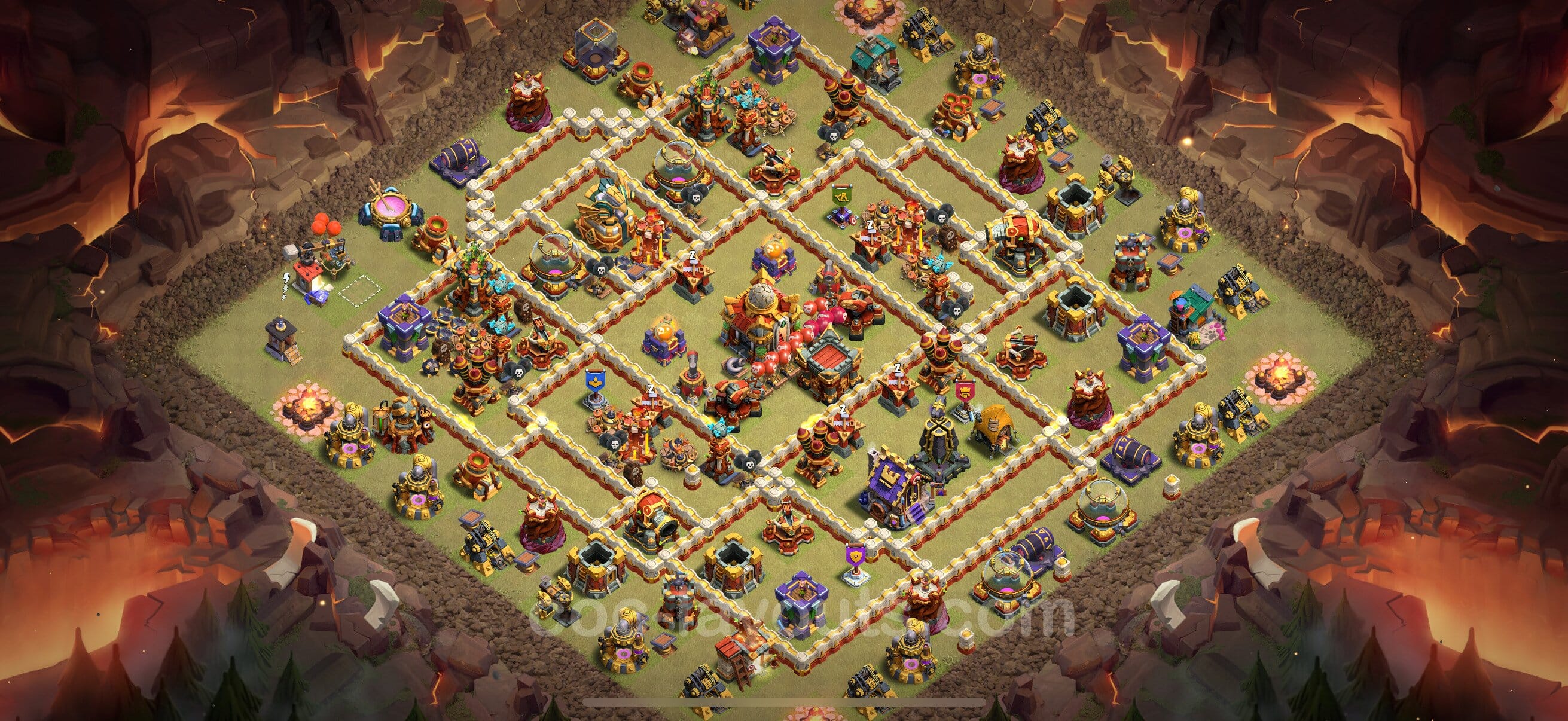 TH16 Trophy Layout 16 -  base layout with copy link for Clash of Clans 2026