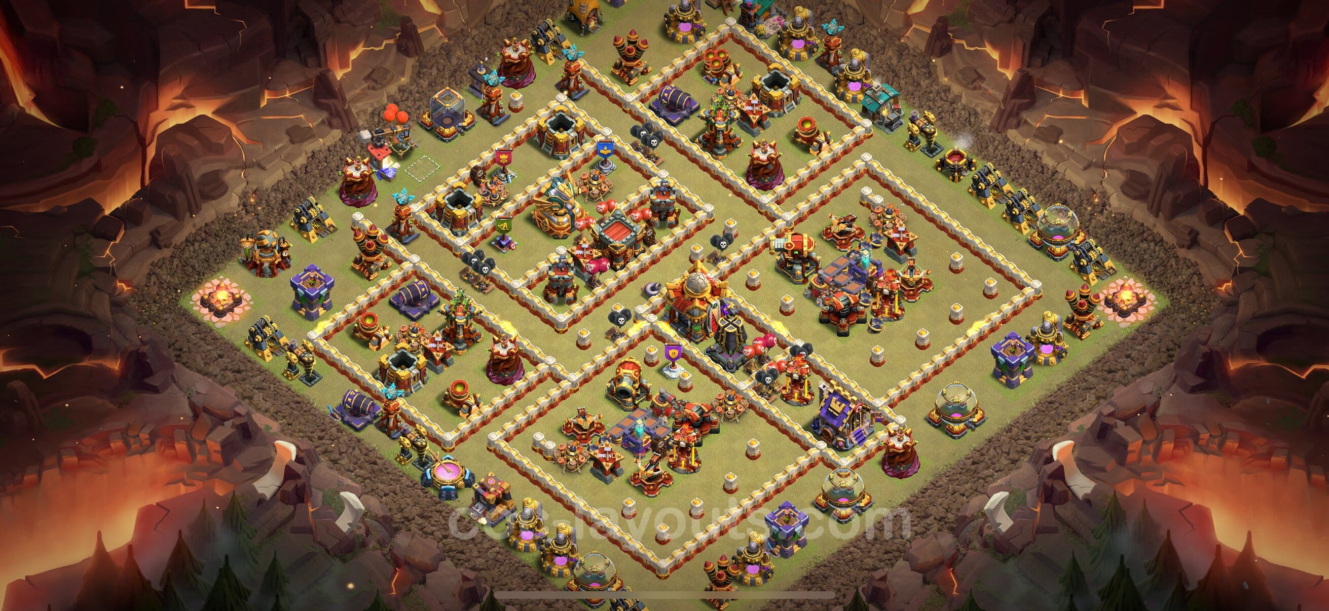 TH16 Trophy Layout 25 -  base layout with copy link for Clash of Clans 2026