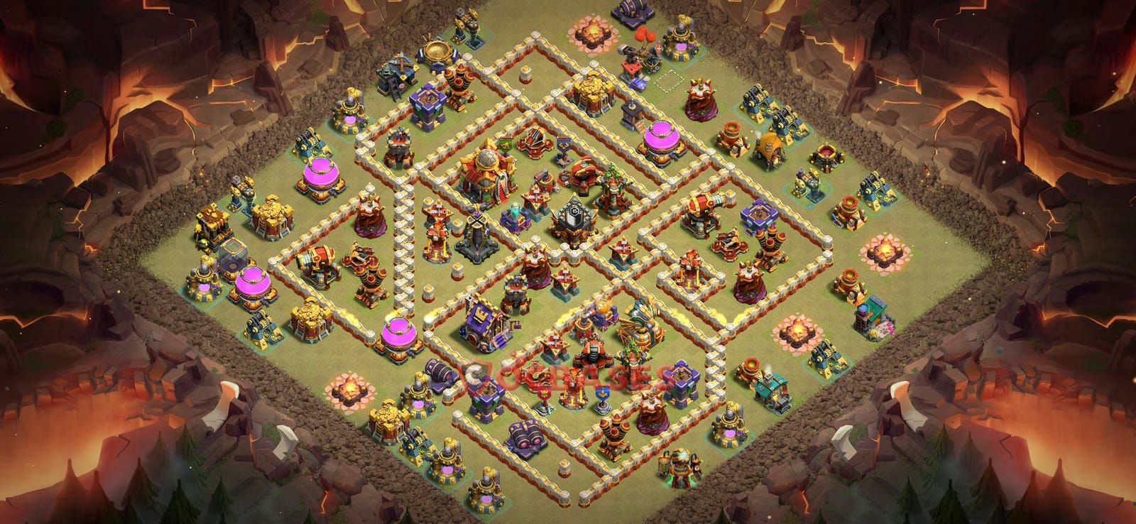 TH16 War Layout 2 - #asymmetric, #anti 3 stars base layout with copy link for Clash of Clans 2026