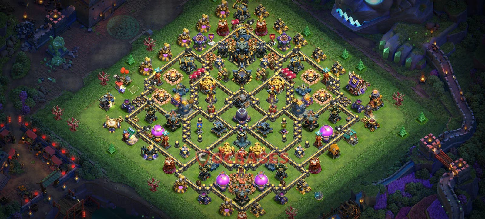 TH17 Anti 3 star Layout 5 - anti 3 stars base layout with copy link for Clash of Clans 2026