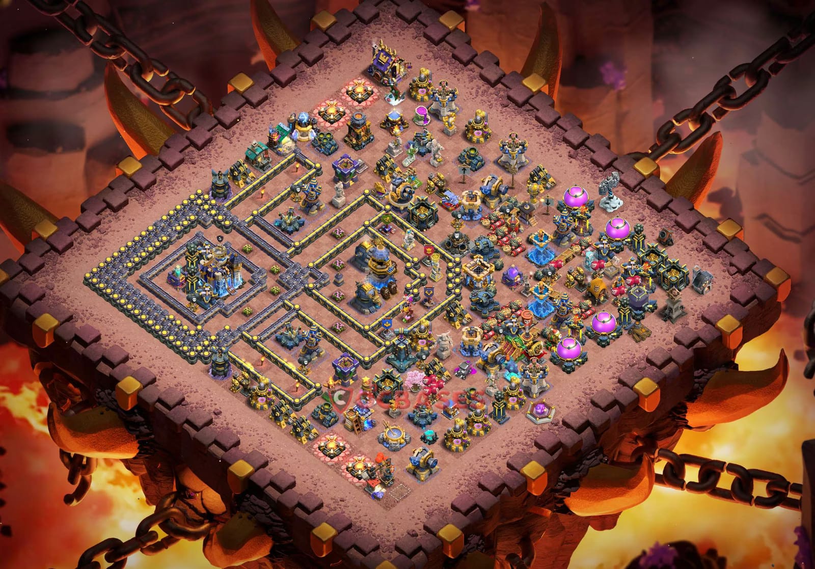 TH18 Anti 2 star Layout 34 - anti 2 stars, island base layout with copy link for Clash of Clans 2026