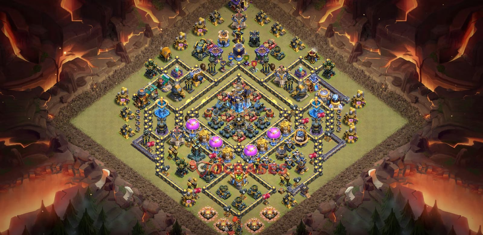 TH18 Anti 3 star Layout 2 - island, anti 3 stars base layout with copy link for Clash of Clans 2026