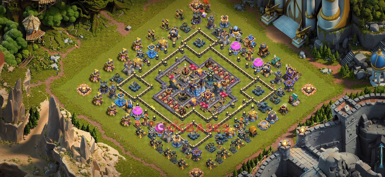 TH18 Anti 3 star Layout 9 - anti 3 stars base layout with copy link for Clash of Clans 2026