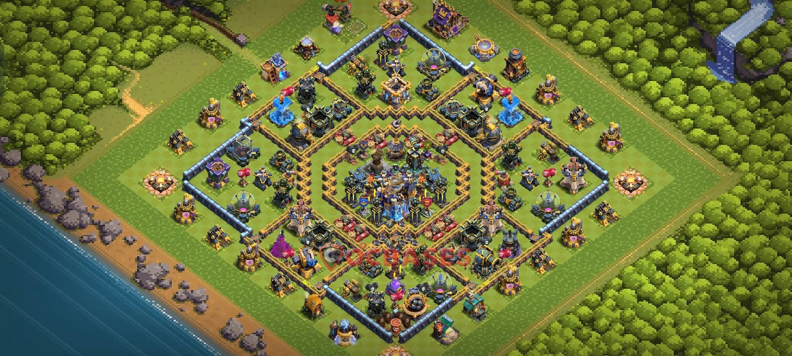 TH18 Anti 3 star Layout 36 - ring, anti 3 stars base layout with copy link for Clash of Clans 2026