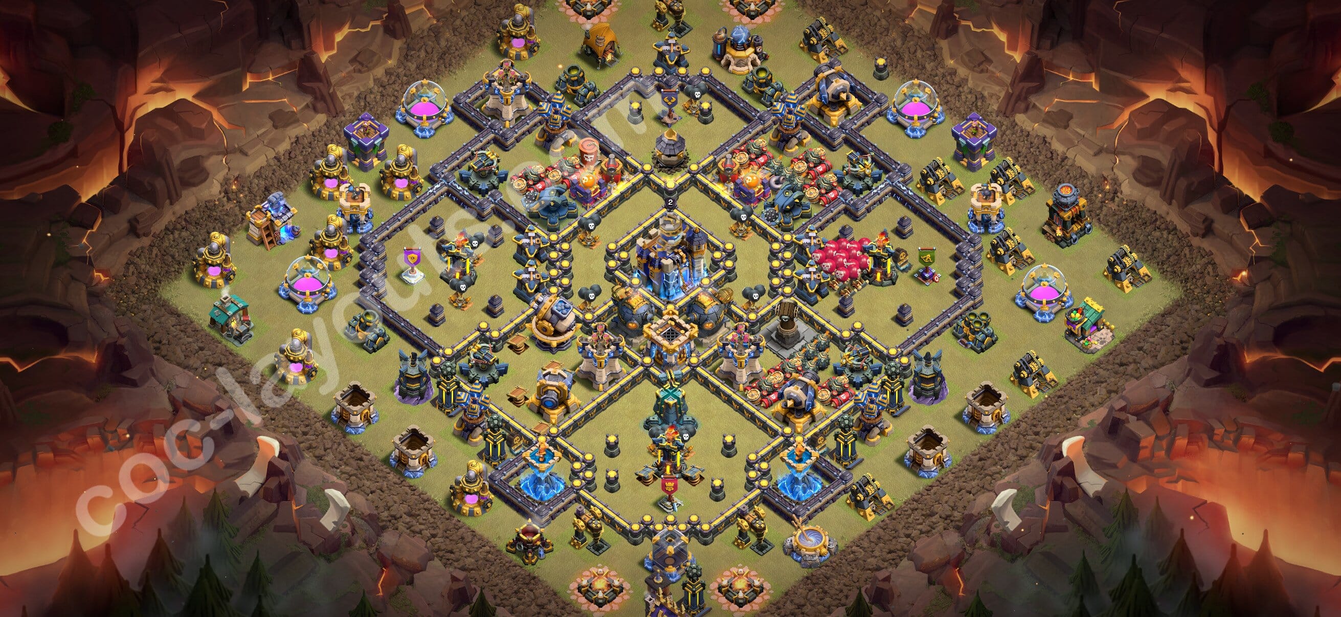 TH18 Trophy Layout 19 -  base layout with copy link for Clash of Clans 2026