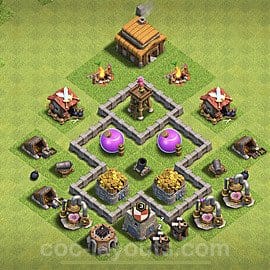 TH3 Defense Layout 2 - Defense, Beginner base layout with copy link for Clash of Clans 2026