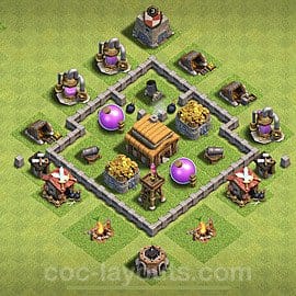 TH3 Defense Layout 4 - Defense, Beginner base layout with copy link for Clash of Clans 2026