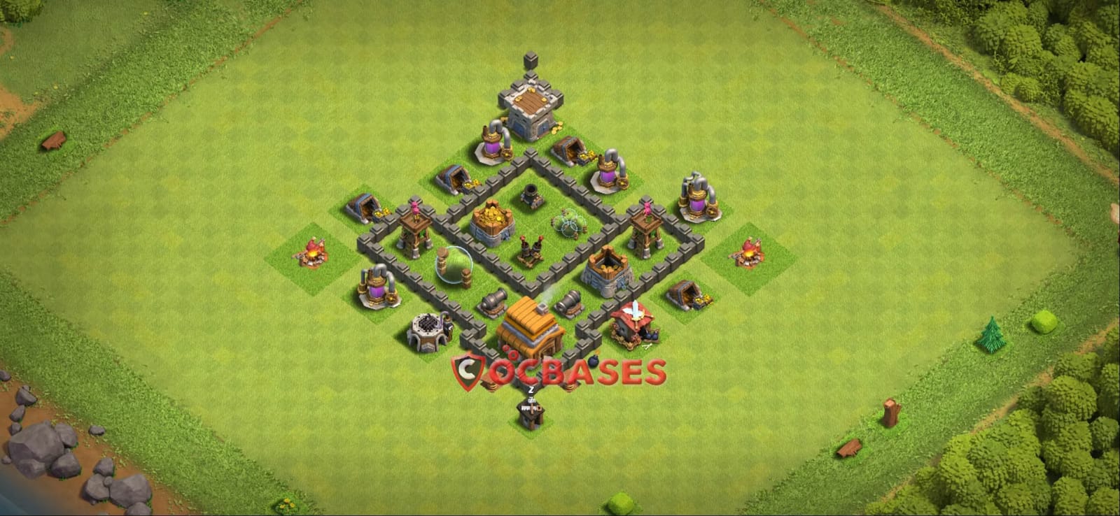 TH4 Anti 3 star Layout 25 - #anti 3 stars base layout with copy link for Clash of Clans 2026