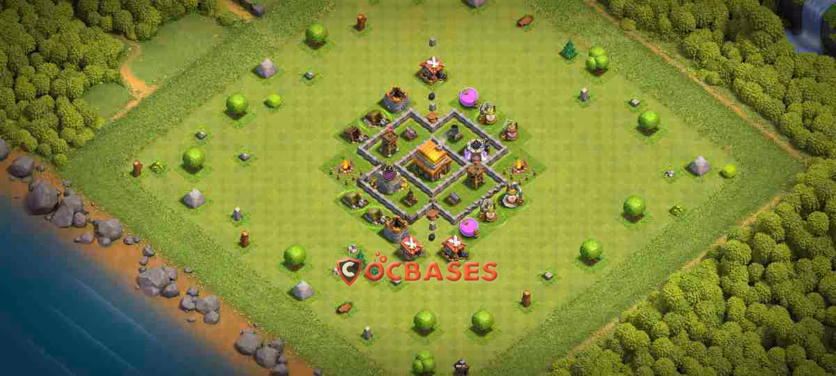 TH4 Hybrid Layout 13 - anti 3 stars, #anti barbarian base layout with copy link for Clash of Clans 2026