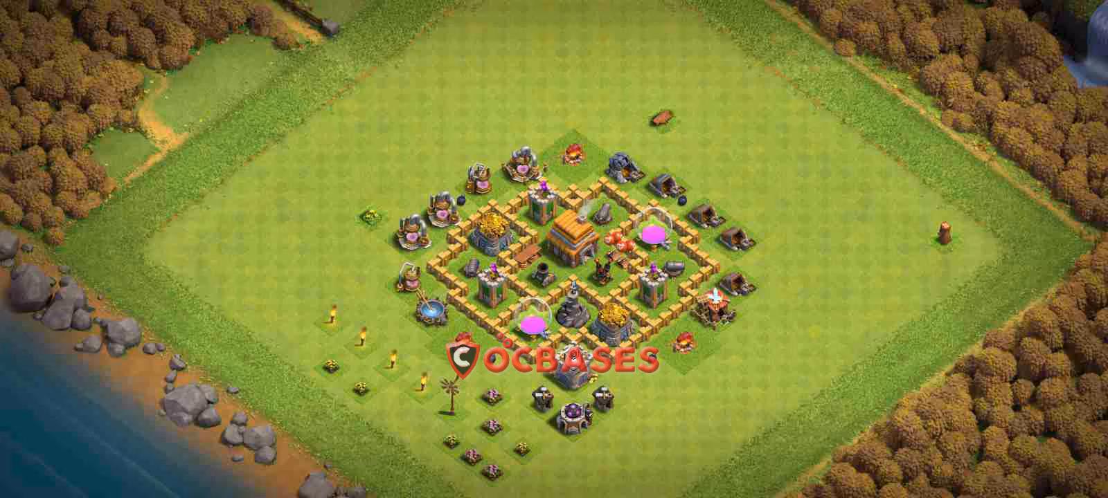 TH4 Trophy Layout 32 - anti 3 stars, #anti giant base layout with copy link for Clash of Clans 2026