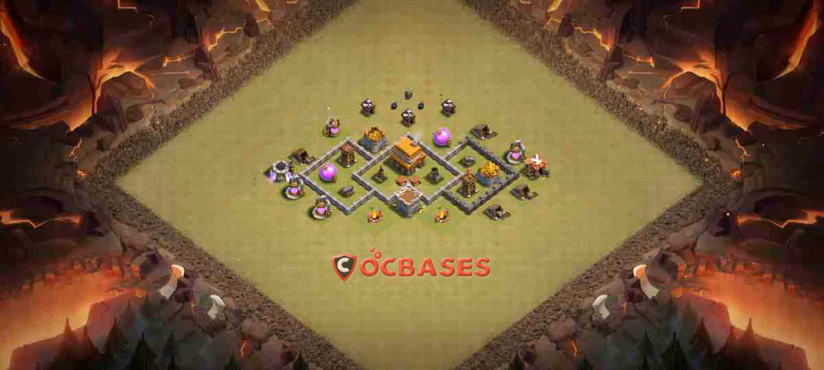 TH4 War Layout 23 - cwl, #anti 3 stars base layout with copy link for Clash of Clans 2026