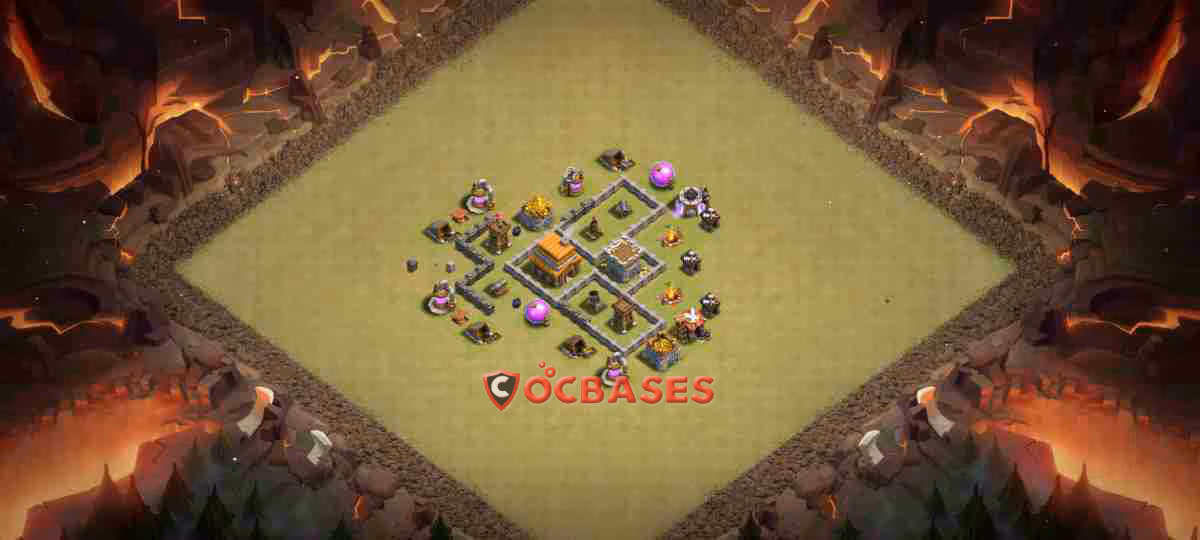 TH4 War Layout 27 - cwl, #anti 3 stars base layout with copy link for Clash of Clans 2026