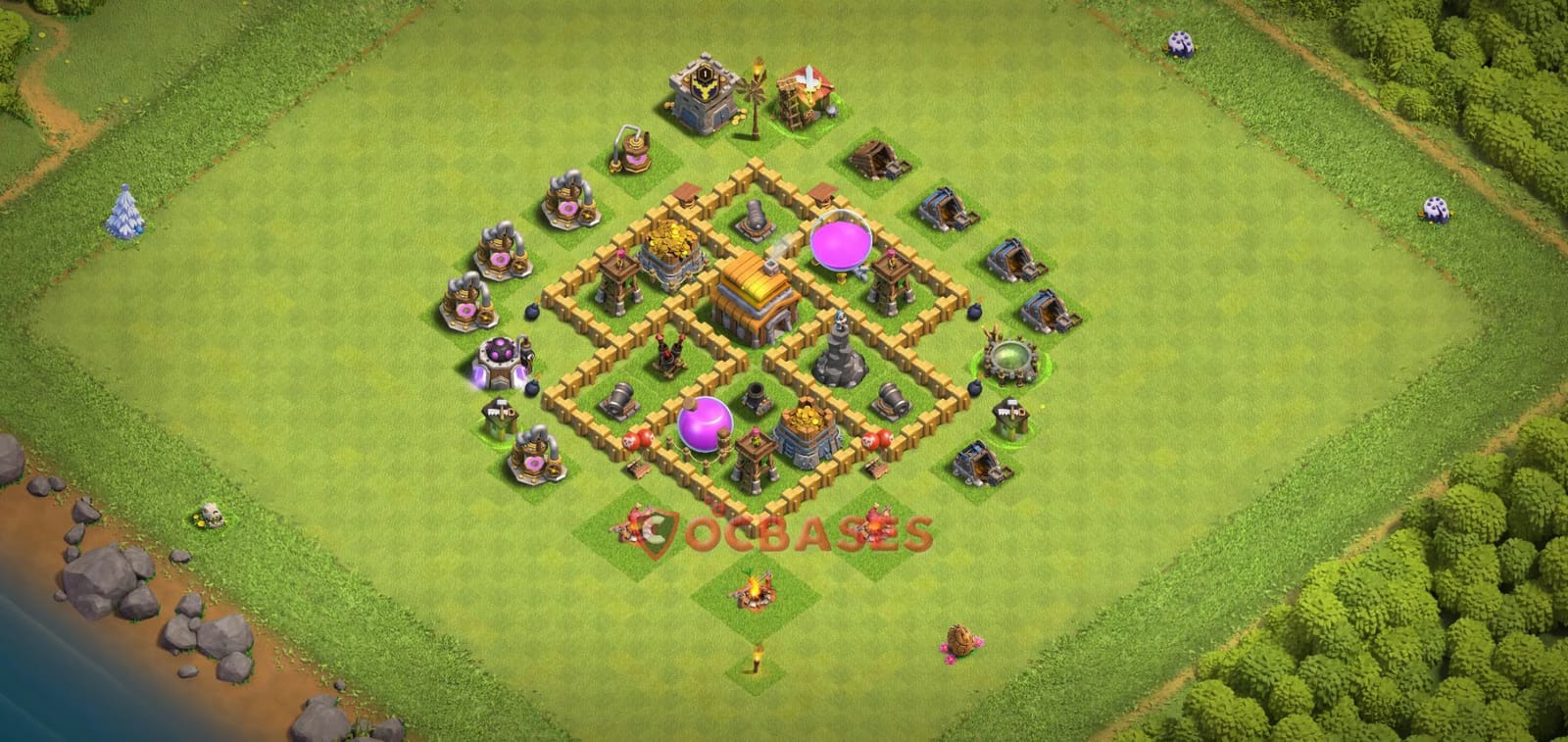 TH5 Anti 3 star Layout 4 - #asymmetric, #anti 3 stars base layout with copy link for Clash of Clans 2026