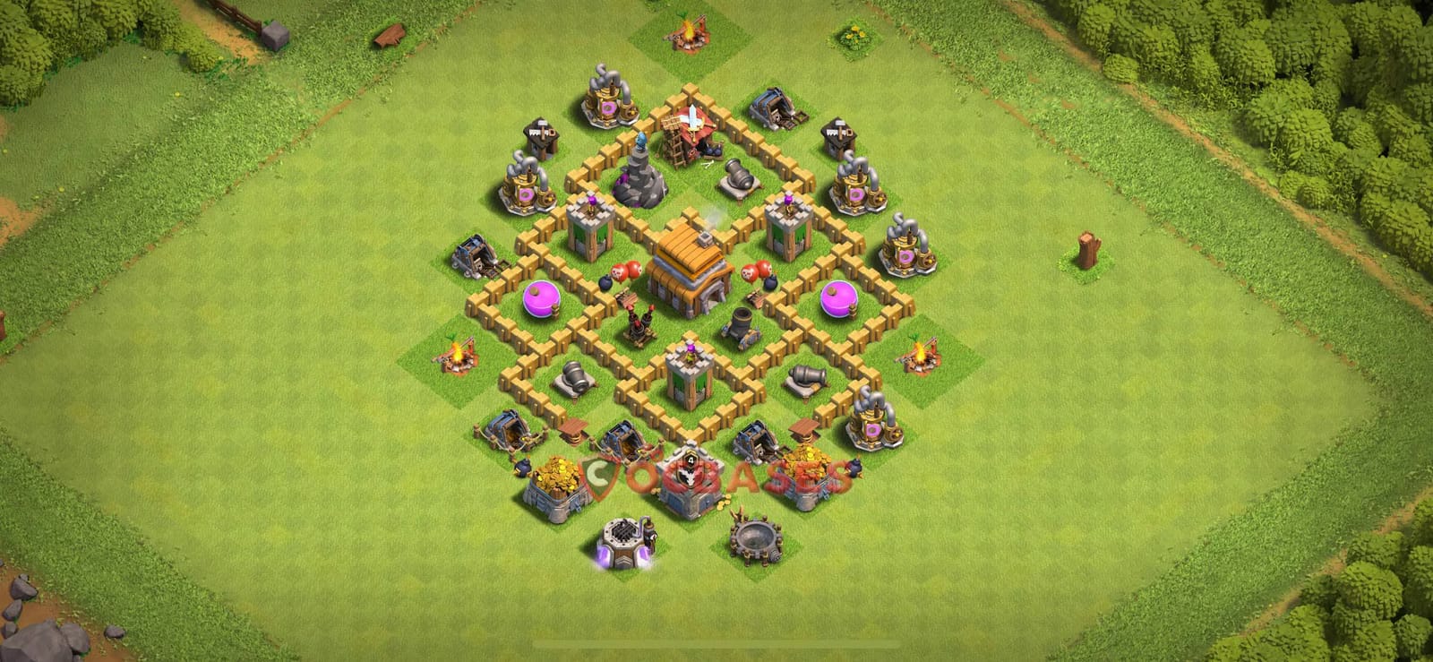 TH5 Anti 3 star Layout 12 - ring, anti 3 stars base layout with copy link for Clash of Clans 2026